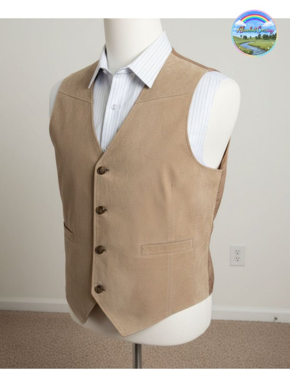 Men's Faux Suede Leather Western Cowboy Vest Casual Waistcoat